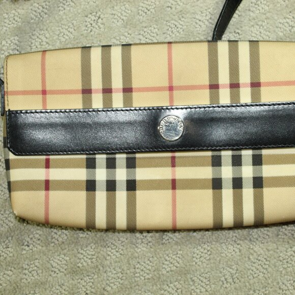 Burberry London Women´s NovaCheck Pattern Coated Canvas Beige  Handbag - Picture 3 of 16